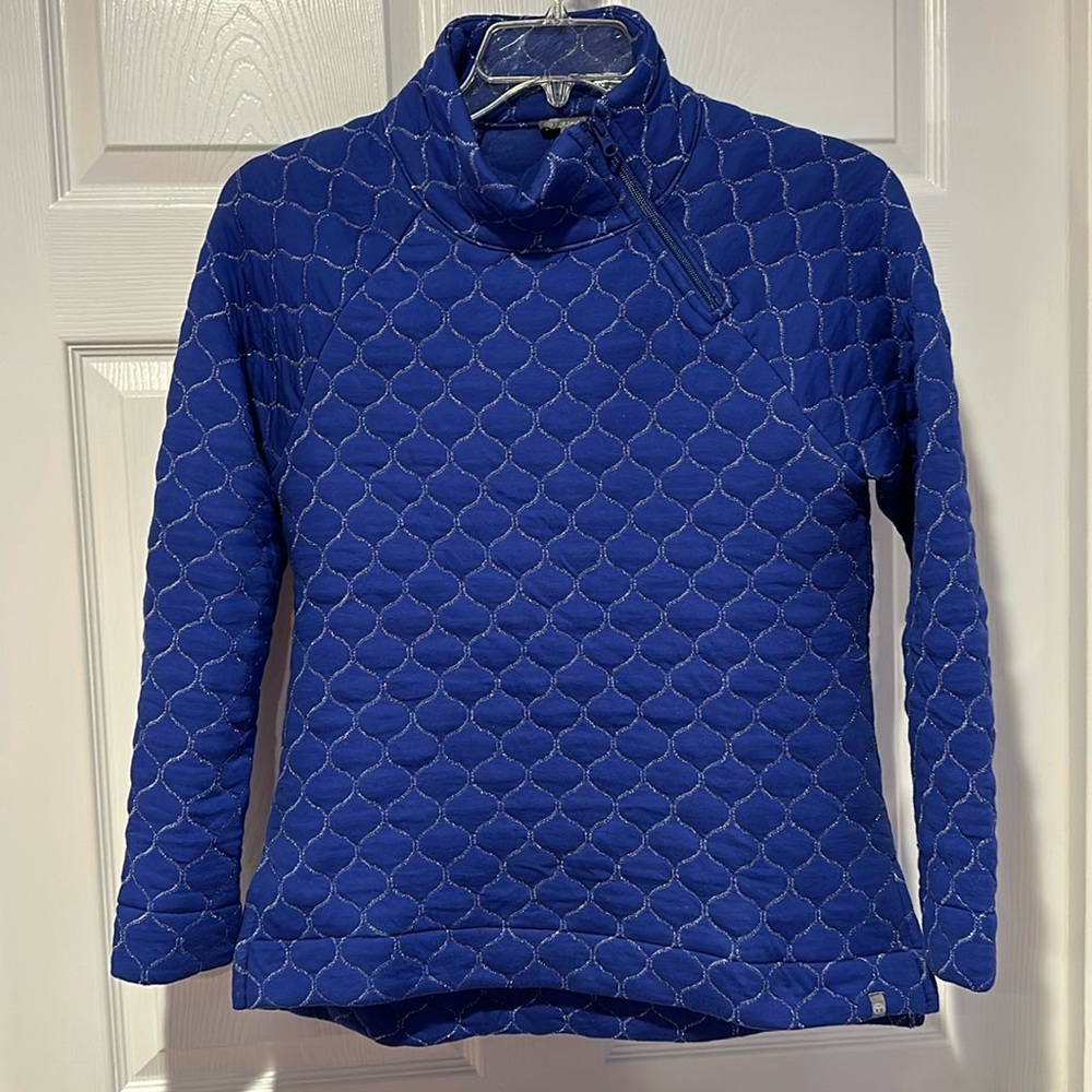 Gently Worn Women’s Talbots Royal Blue Quilted 1/4 Side Zip Sweatshirt -S